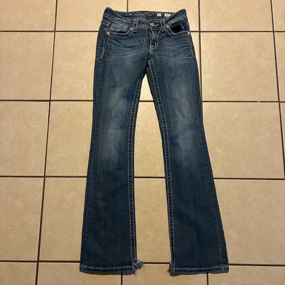 Miss Me Women's 27 JP5769B Boot Cut Blue Denim Jeans Embellished